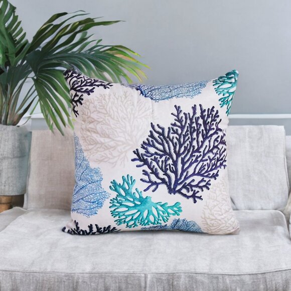 Beach Pillow Covers Soft Cases Set Coastal Cottage Decor Nautical Decoration 18" - Picture 8 of 15